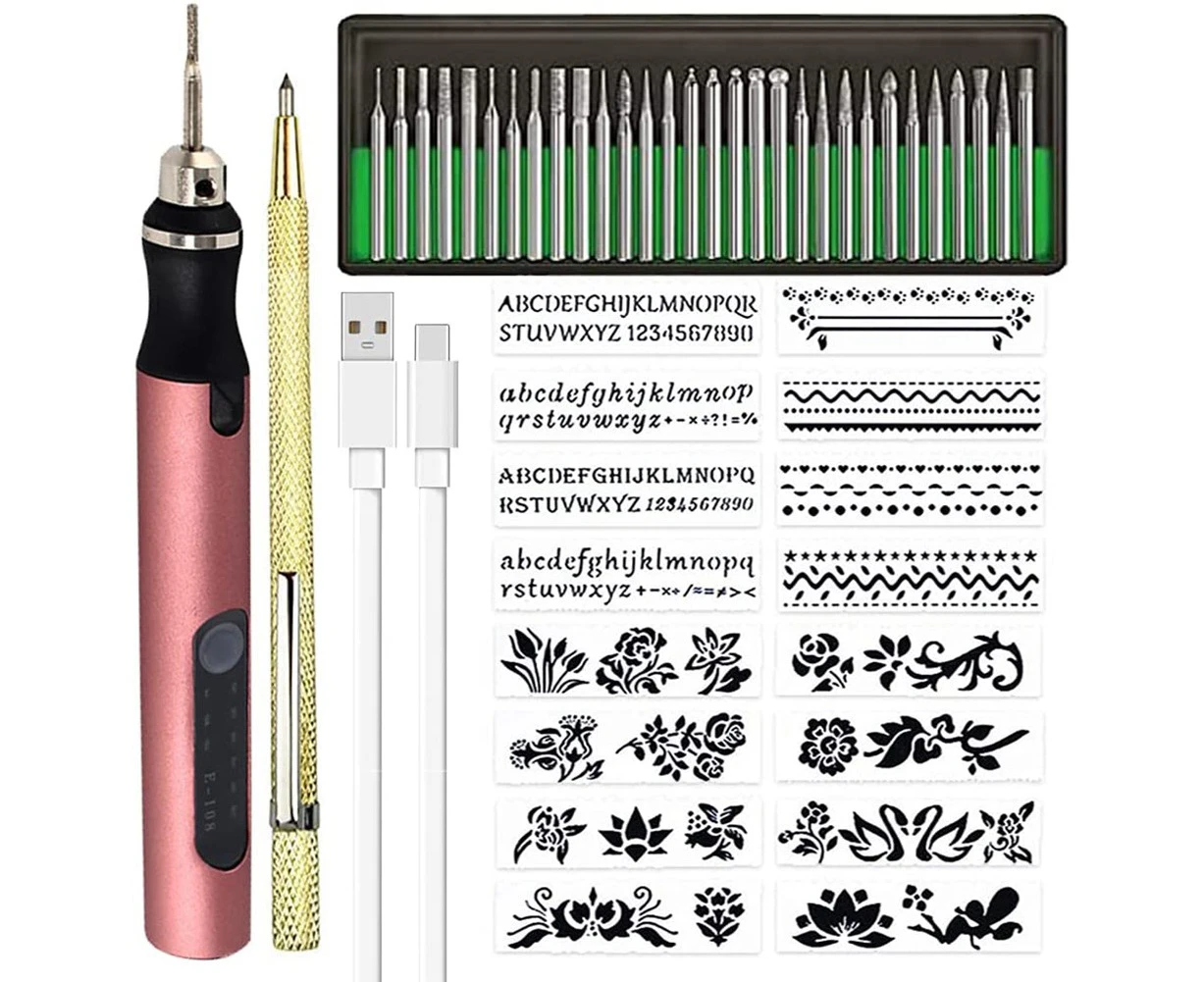 Rechargeable Cordless Mini Engraver Pen DIY Engraving Tool Kit for Metal Glass Ceramic Plastic Wood Jewelry Stencils A