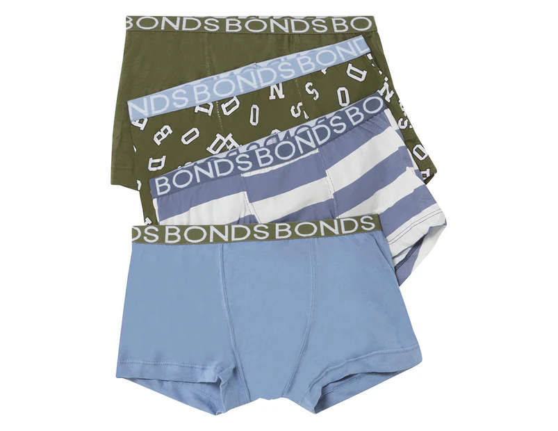 Bonds Boys' Trunks 4-Pack - Blue/Khaki/White