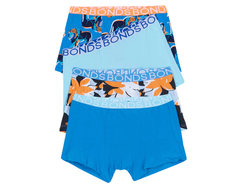 Bonds Boys' Trunks 4-Pack - King Of The Jungle/Blue