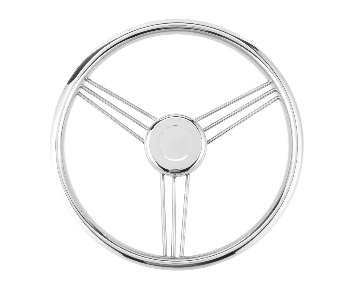 13-1 / 2 Inch 9-Spoke Marine Boat Steering Wheel Stainless Steel 15 ° Yacht Polished Accessory