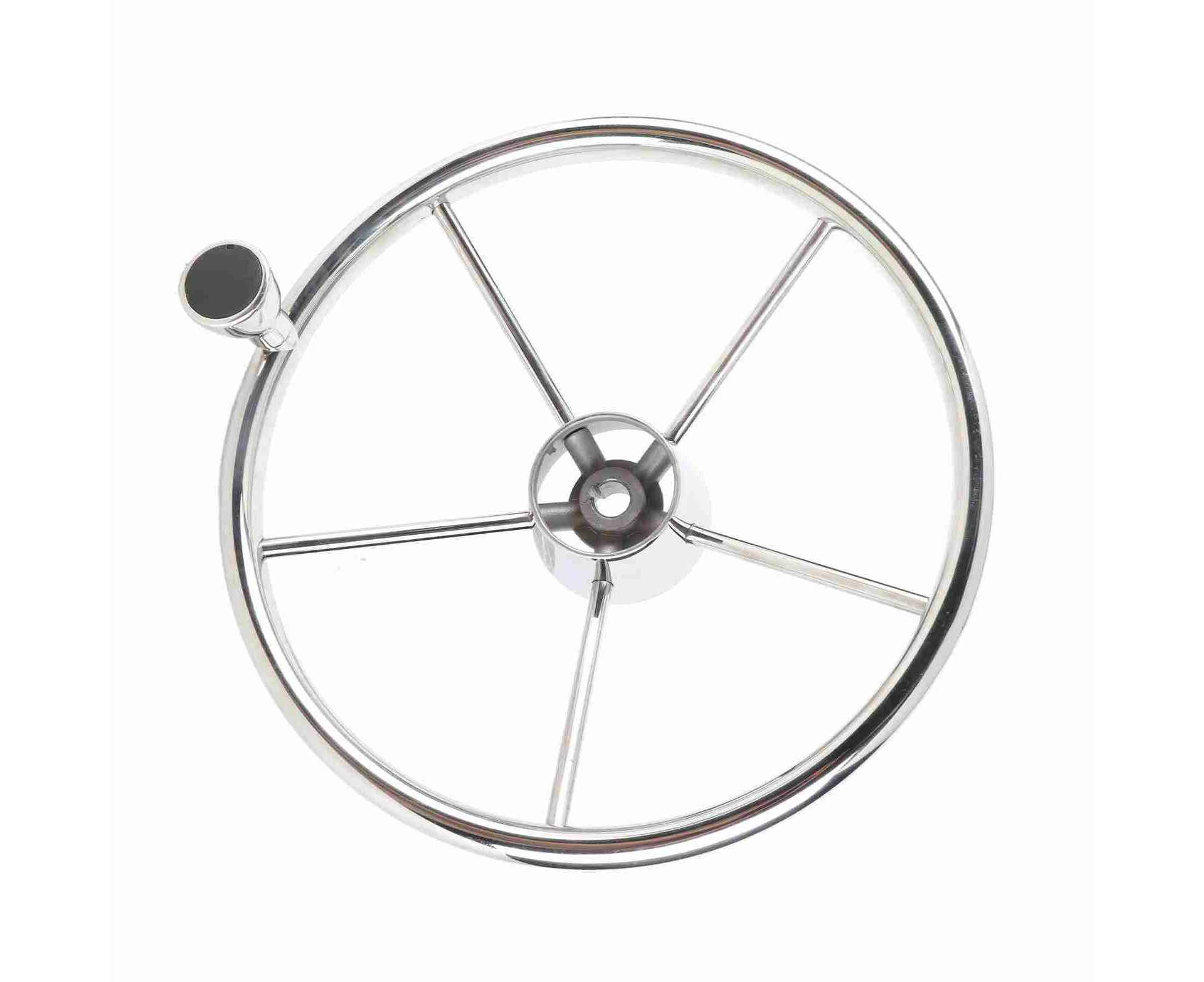 13.5in 5 Spoke Steering Wheel with Knob Stainless Steel Universal Marine Boat Accessories