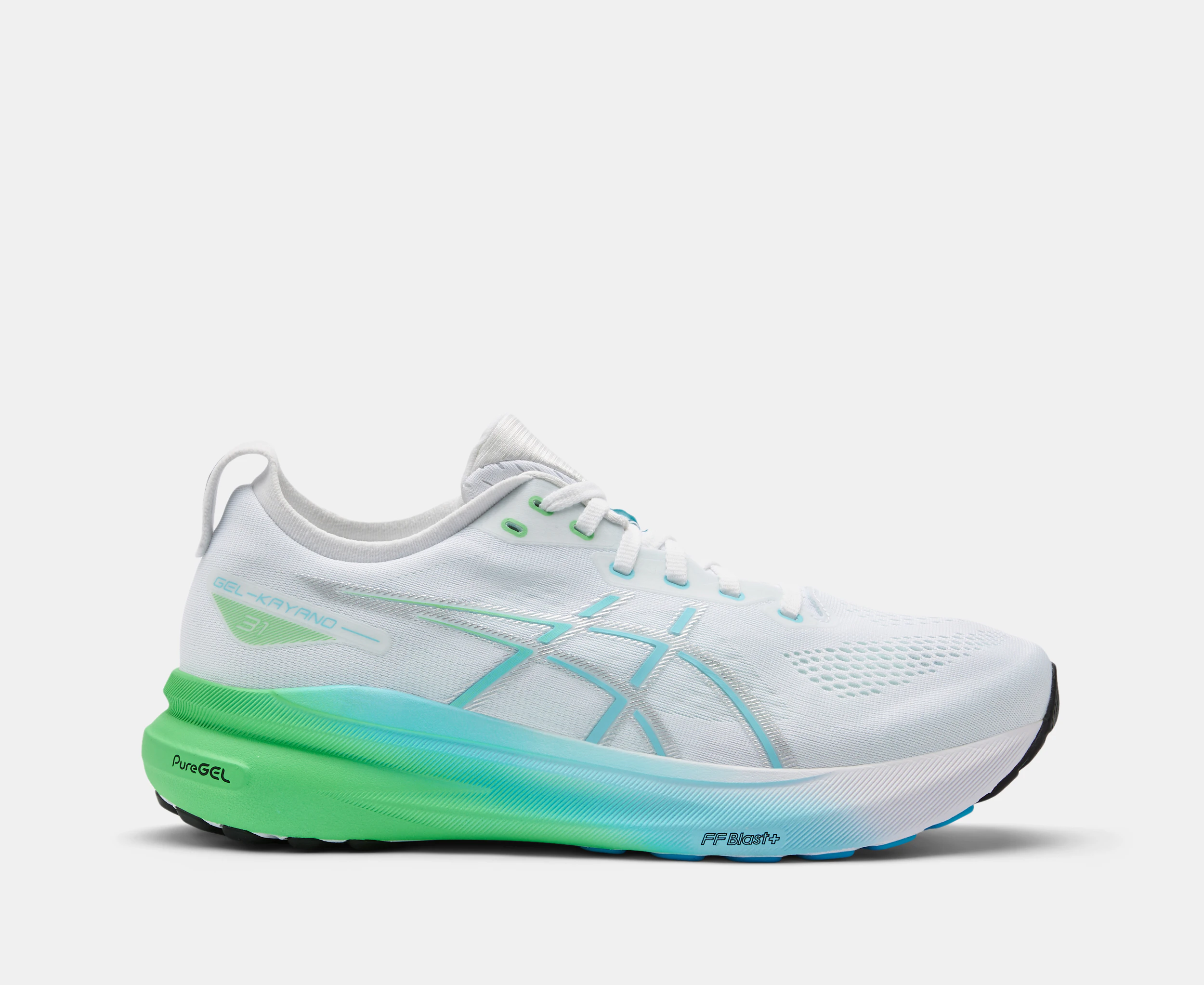 ASICS Men's GEL-Kayano 31 Running Shoes - White/Bright Cyan