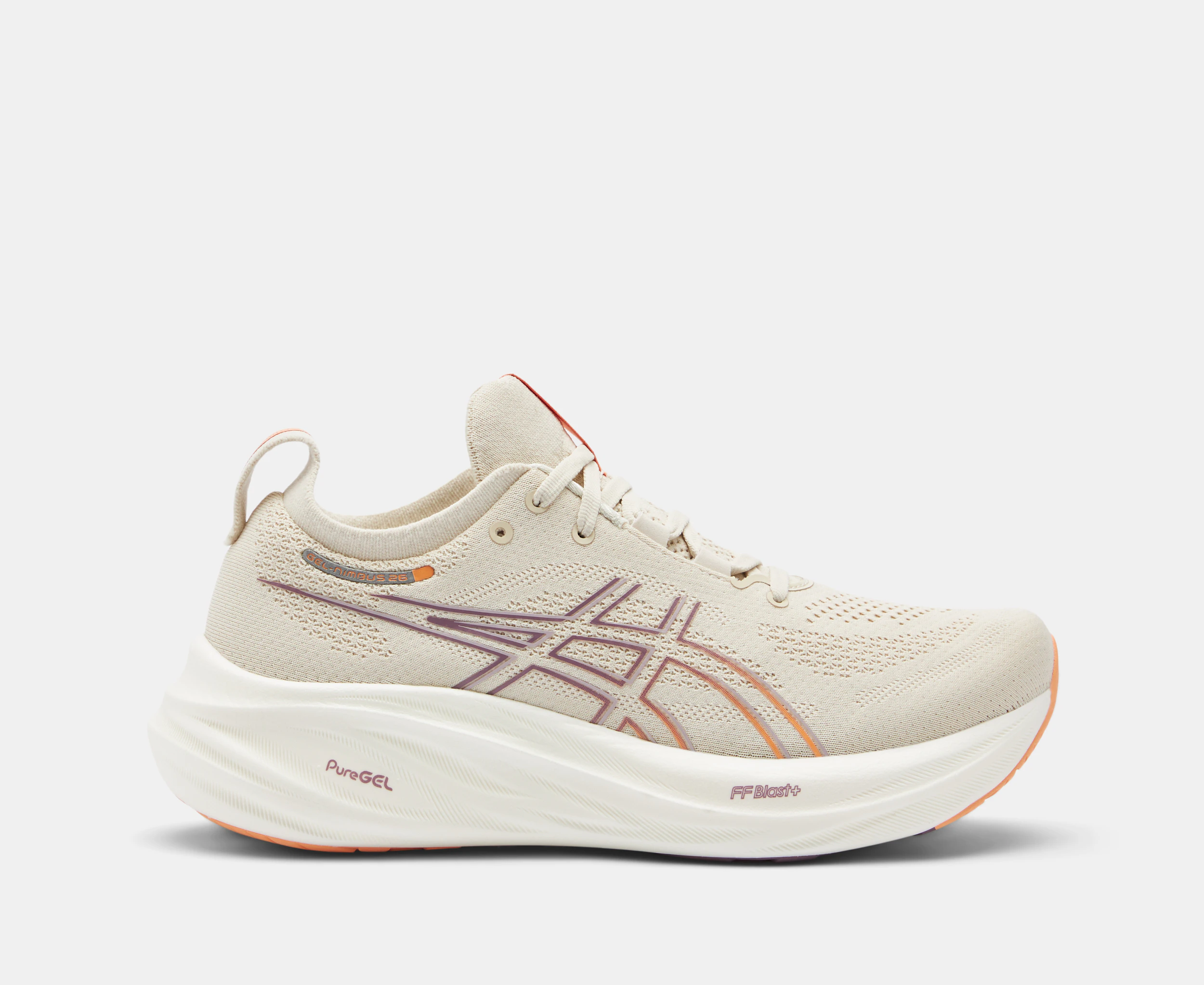 ASICS Women's GEL-Nimbus 26 Running Shoes - Oatmeal/Faded Orange