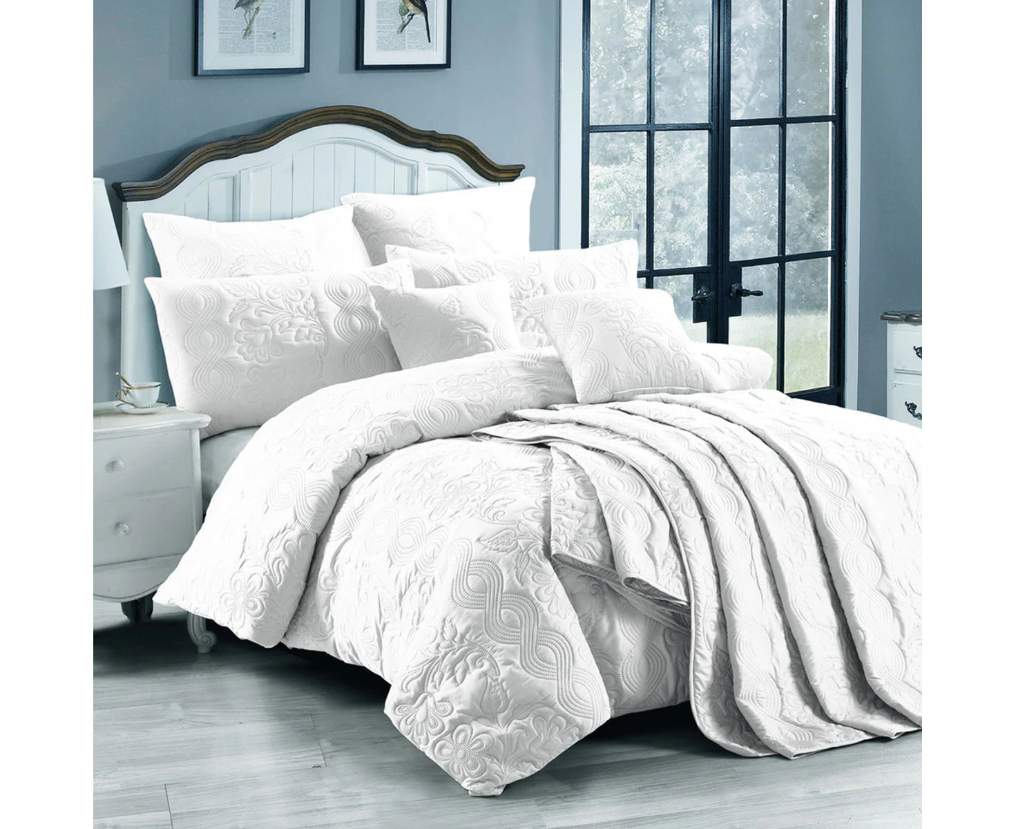 Georges Fine Linens Marguerite Luxury Quilt Cover Set - White