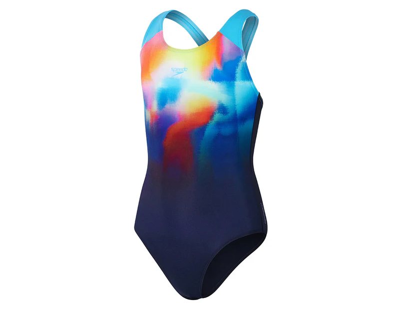 Speedo Girls' Digi Placement Splashback One-Piece Swimsuit - Multi