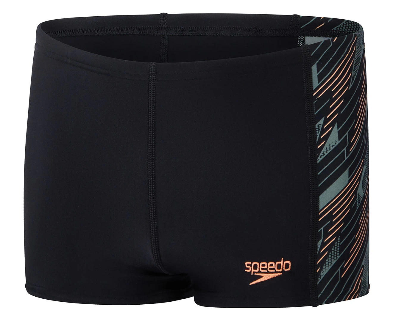 Speedo Boys' Hyperboom Panel Aquashorts - Black/Country Green/Nectarine