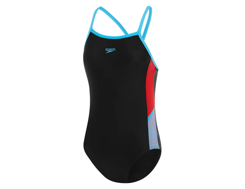 Speedo Youth Girls' Dive Thinstrap Muscleback One-Piece Swimsuit - Black