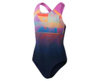 Speedo Girls' Digi Placement Splashback One-Piece Swimsuit - Multi