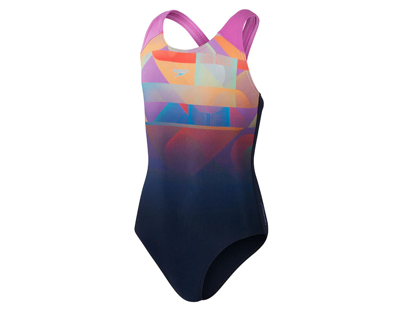 Speedo Girls' Digi Placement Splashback One-Piece Swimsuit - Multi