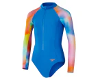 Speedo Girls' Long Sleeve Swimsuit - Punch Blue