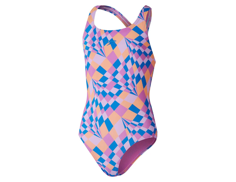 Speedo Girls' Printed Medalist One-Piece Swimsuit - Kiki Pink