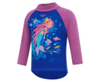 Speedo Girls' Long Sleeve Rash Top - True Cobalt/Kiki Pink