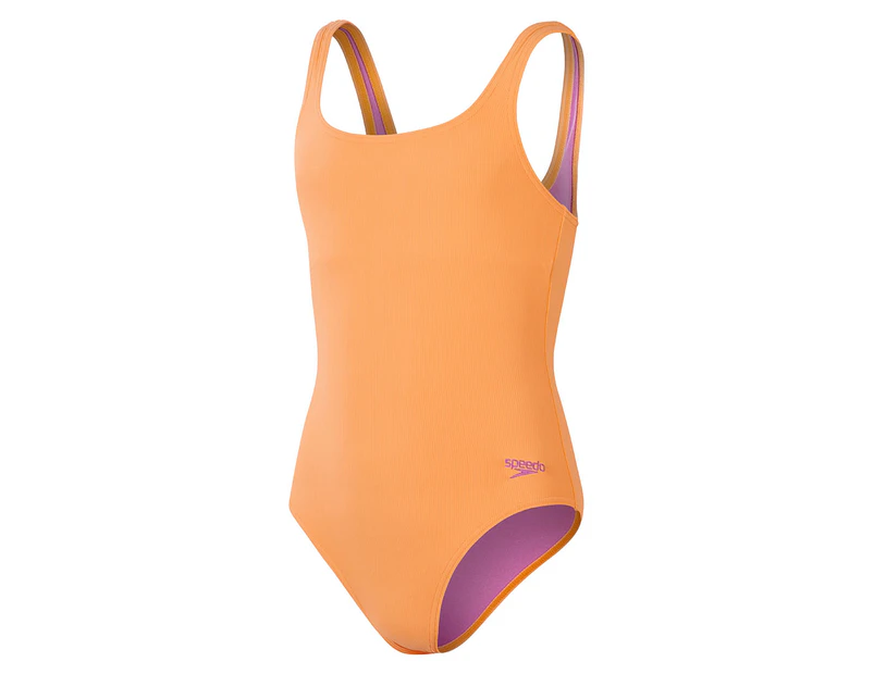 Speedo Youth Girls' Textured One-Piece Swimsuit - Nectarine