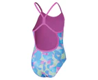 Speedo Youth Girls' Allover Digital V-Back One-Piece Swimsuit - Kiki Pink/Picton Blue/Matcha