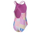 Speedo Girls' Printed Twinstrap One-Piece Swimsuit - Kiki Pink