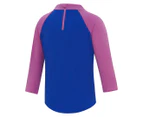 Speedo Girls' Long Sleeve Rash Top - True Cobalt/Kiki Pink