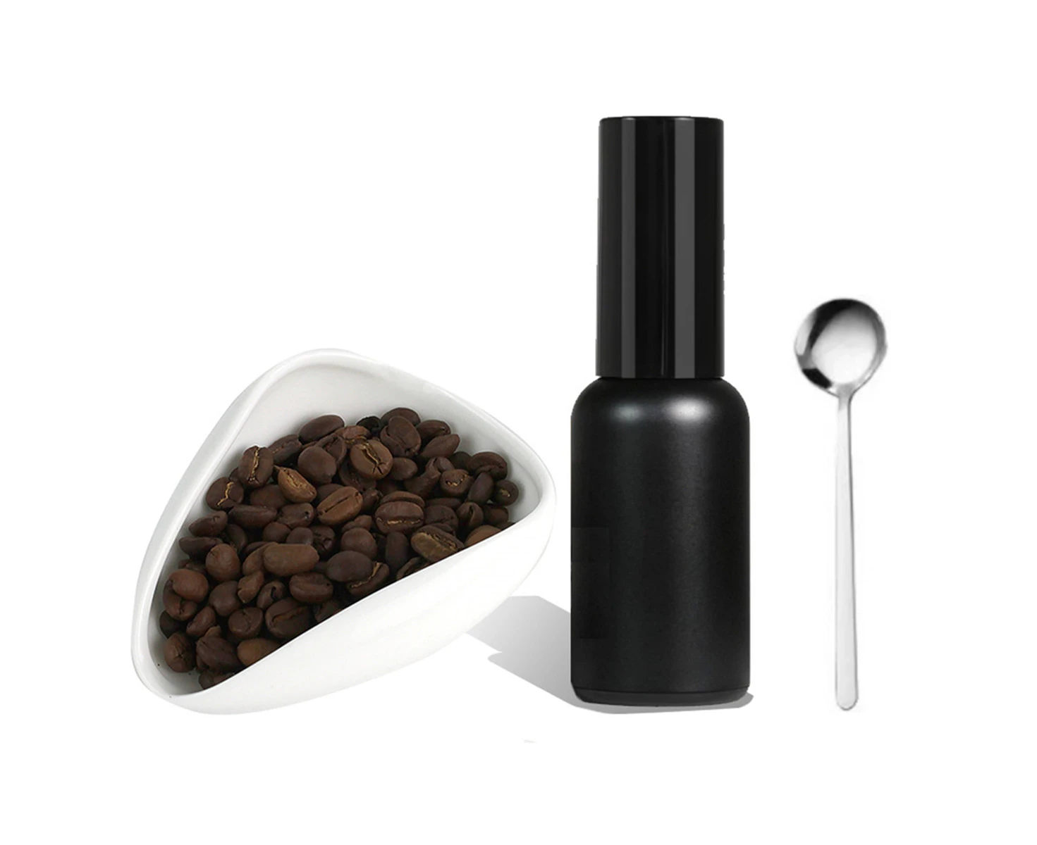 Coffee Bean Dosing Cup and Sprays Bottle Set Ceramic Coffee Bean Container for Vessel Espressoy with 30ml Sprayer White