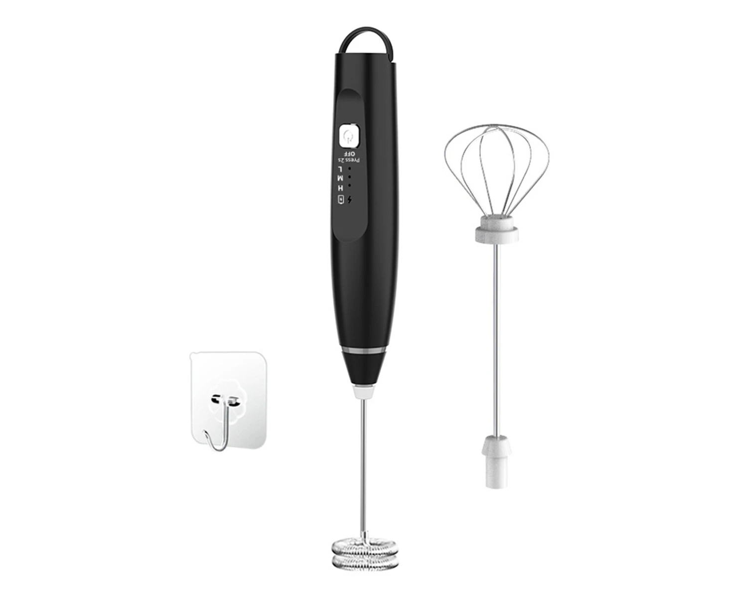 Milk Frother Mixer Rechargeable Handheld for Coffee with 2 Whisks,USB Electric Hand Blender Stick,3 Speed Frother Wand-B