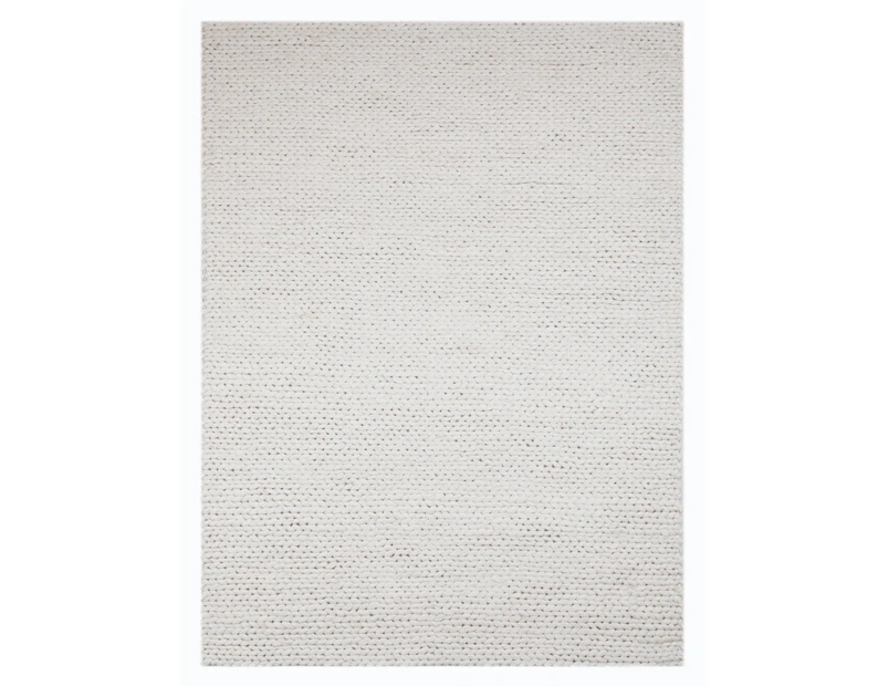 Braided Ivory Handwoven 100% New Zealand Wool Rug With Padding