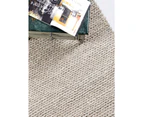 Braided Beige Handwoven 100% New Zealand Wool Rug With Padding