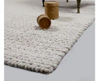 Loop Ivory Handwoven 100% New Zealand Wool Rug With Padding