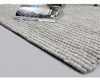 Pebbles Ivory Handwoven 100% New Zealand Wool Rug With Padding