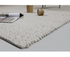 Hooked Marble Beige Handwoven 100% New Zealand Wool Rug With Padding