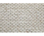 Hooked Marble Beige Handwoven 100% New Zealand Wool Rug With Padding