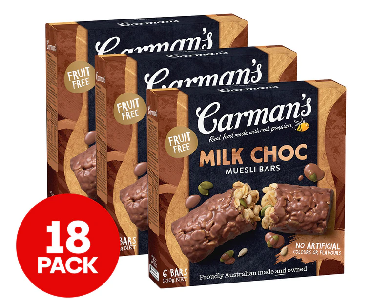 3 x 6pk Carman's Muesli Bars Milk Choc 210g