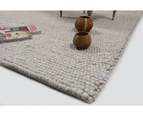 Pebbles Beige Handwoven 100% New Zealand Wool Rug With Padding