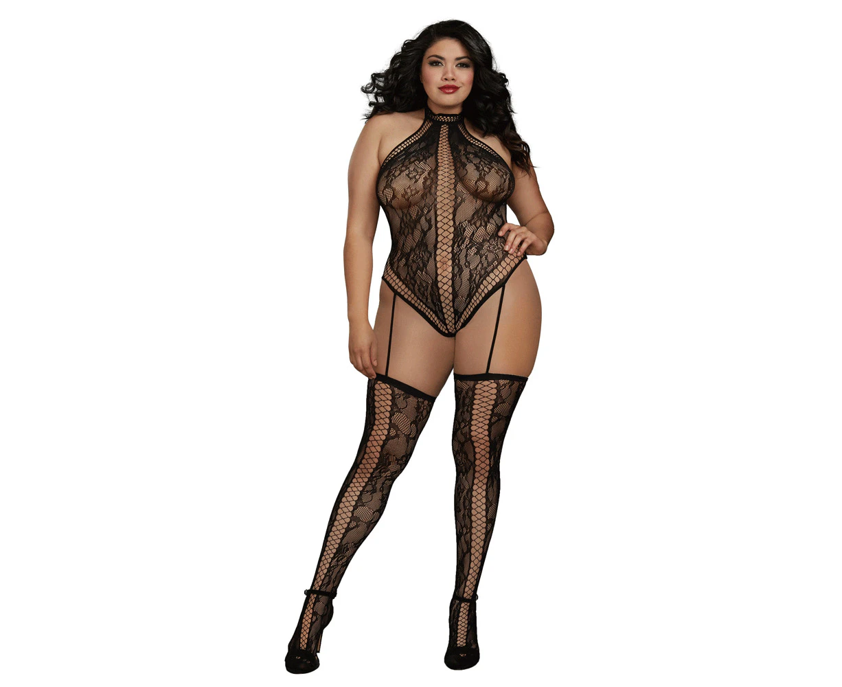 Dreamgirl Lingerie Lace Teddy Bodystocking 0329X