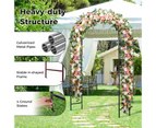 Costway 2.33M Black Dome & Flower Shaped Garden Iron Arch Climbing Trellis w/Wrought Gate Entrance Party Wedding Frame