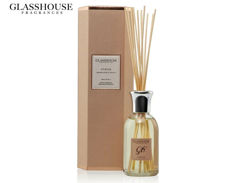 Glasshouse Fragrances Persia Jasmine Wood & Vanilla Triple Strength Reed Diffuser 250mL