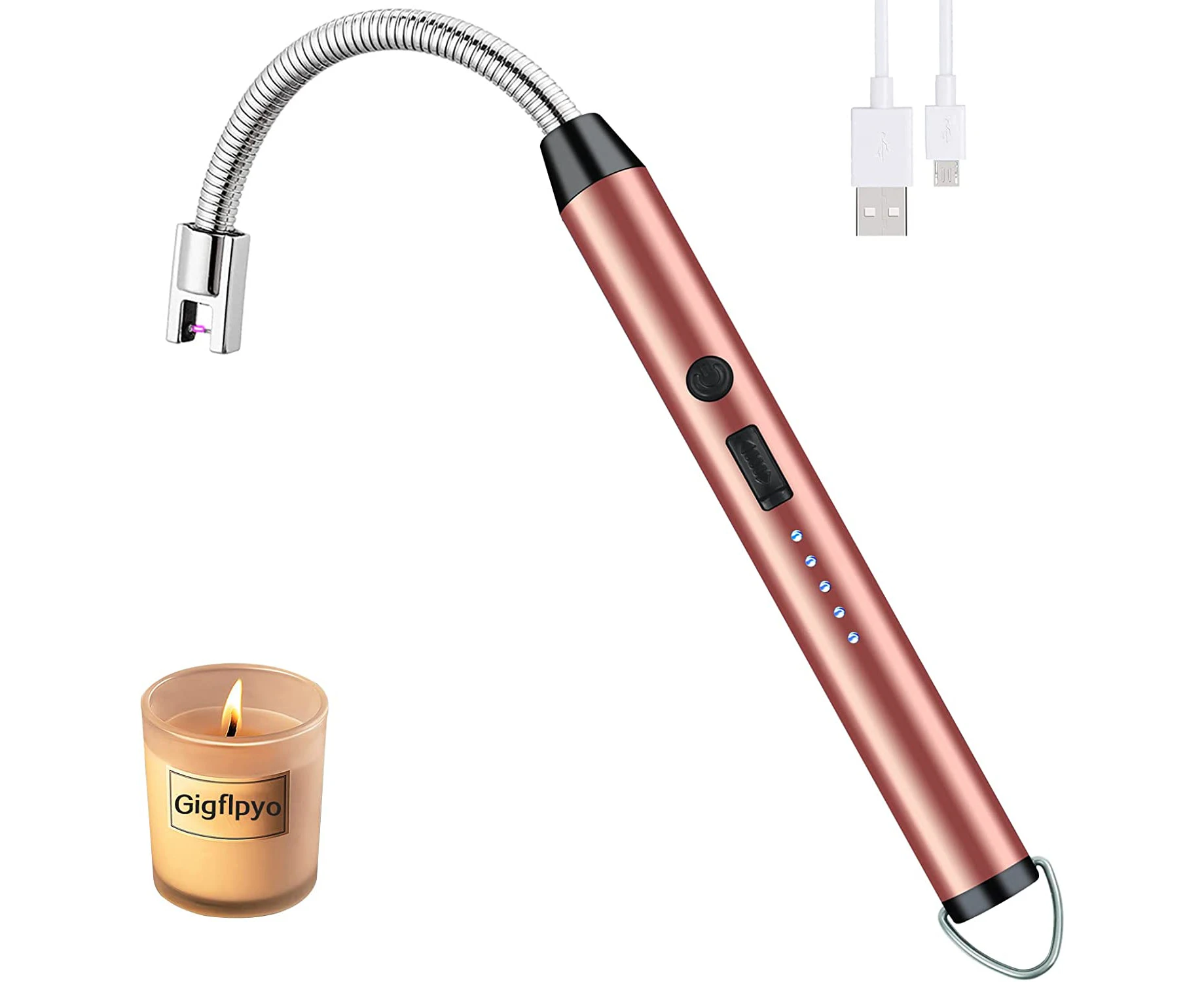 Candle Lighter Electric Arc Lighter USB Rechargeable with 360° Rotating Flexible Neck, Gigflpyo Flameless Portable Windproof Plasma Lighters for Home Kitch