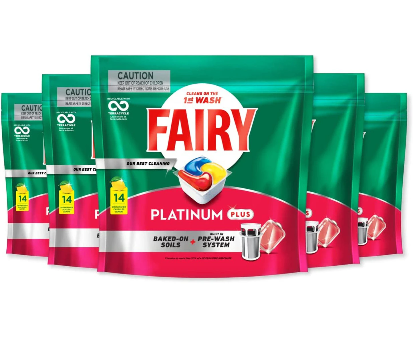 Fairy Platinum Plus Dishwasher Tablets 140 Pack Value Bundle (28 Pack x 5)