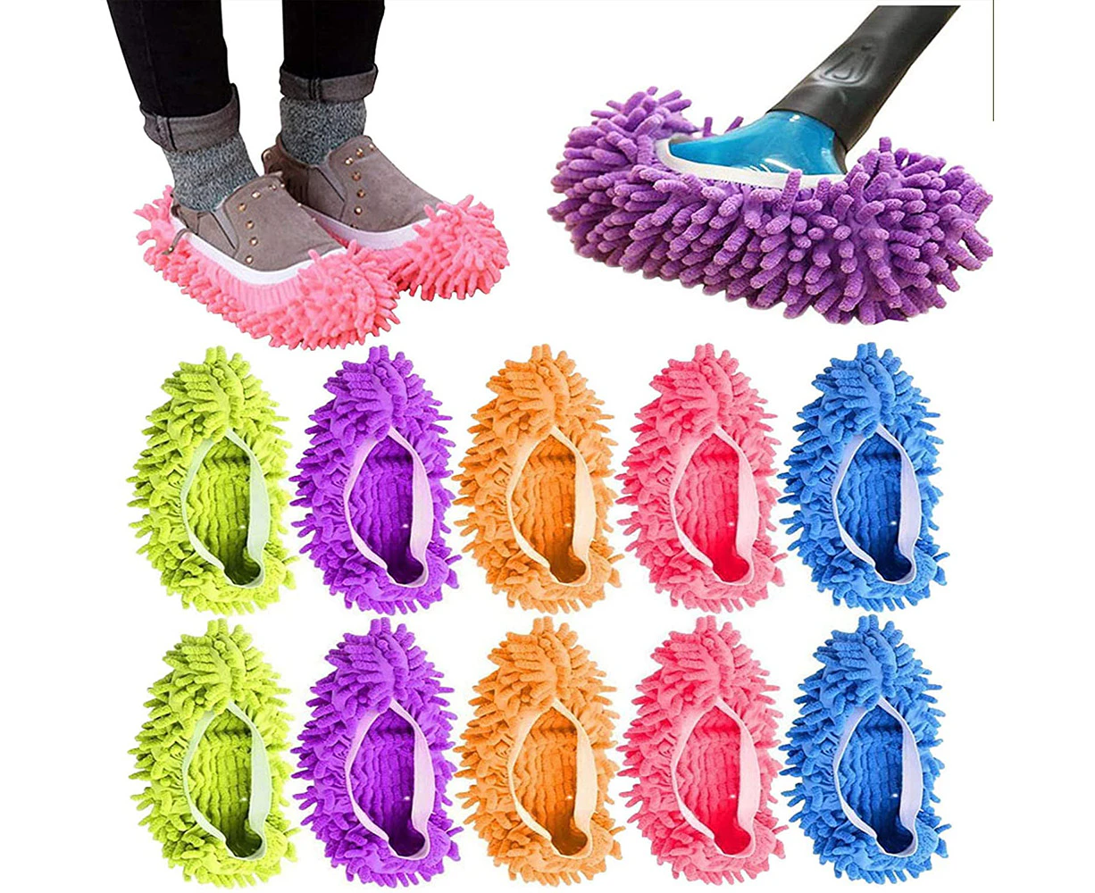 10 Pieces Floor-Polishing And Cleaning Microfibre Mop Slippers