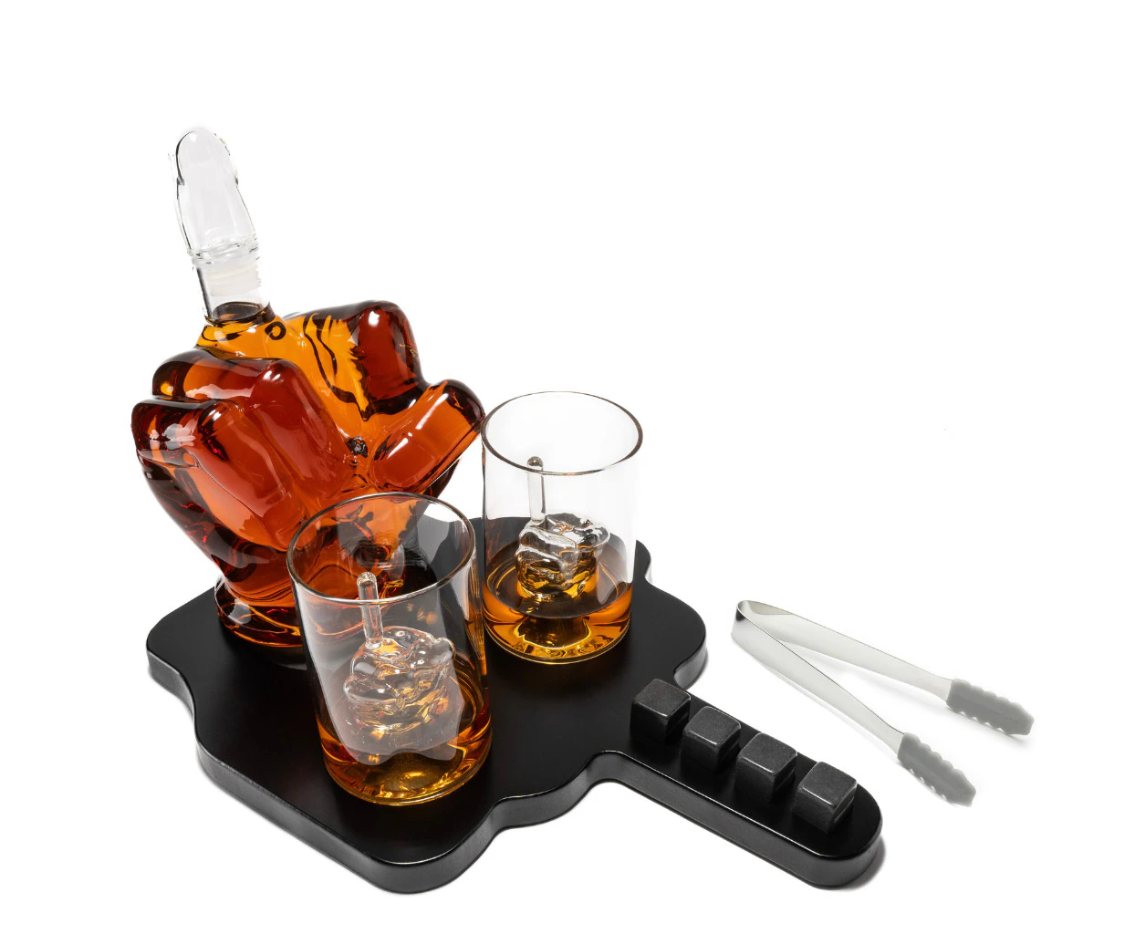 Don Vassie Limited Edition Middle finger decanter 1000ml with finger shaped wooden display