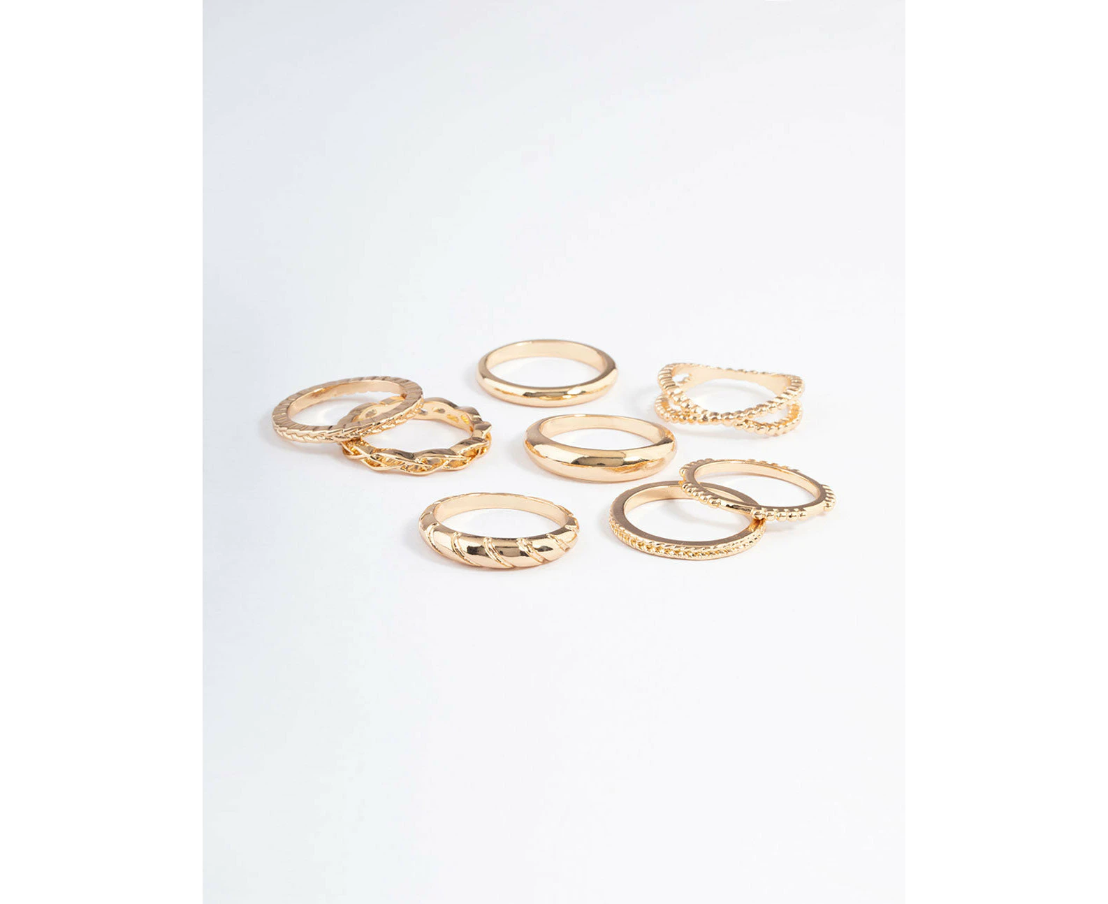 Gold Plain Molten Twist Ring 8-Pack