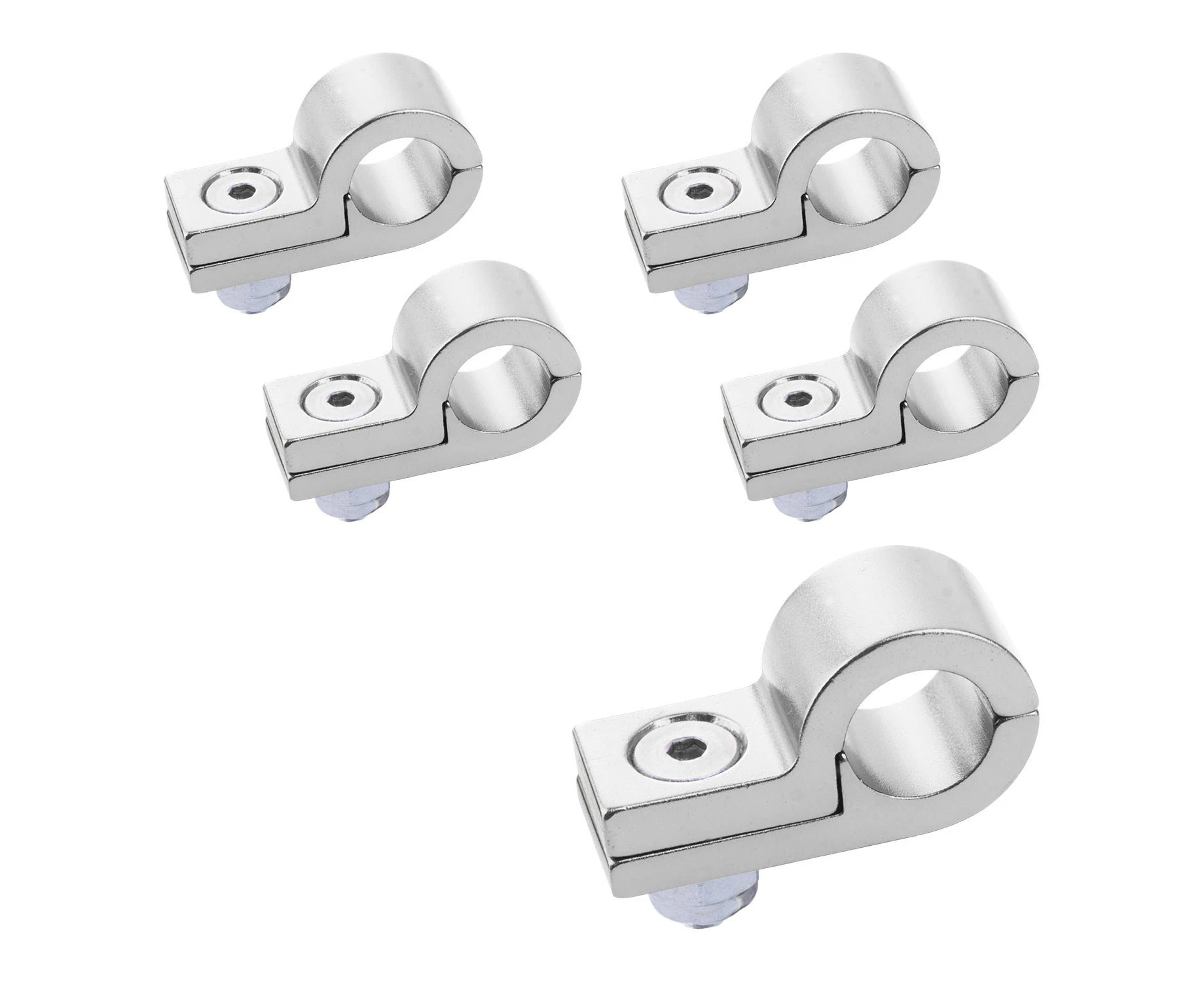 Proflow Billet 5 Piece Hose Mounting P-Clamp 5 Pack 4.7mm ID Hole Silver