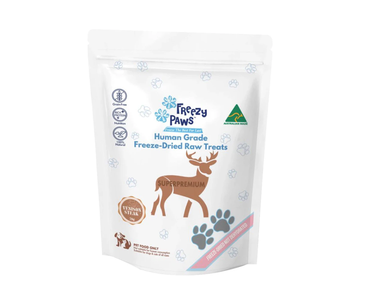 Freezy Paws Freeze-Dried Raw Treats Venison Steak for Dogs & Cats 70g