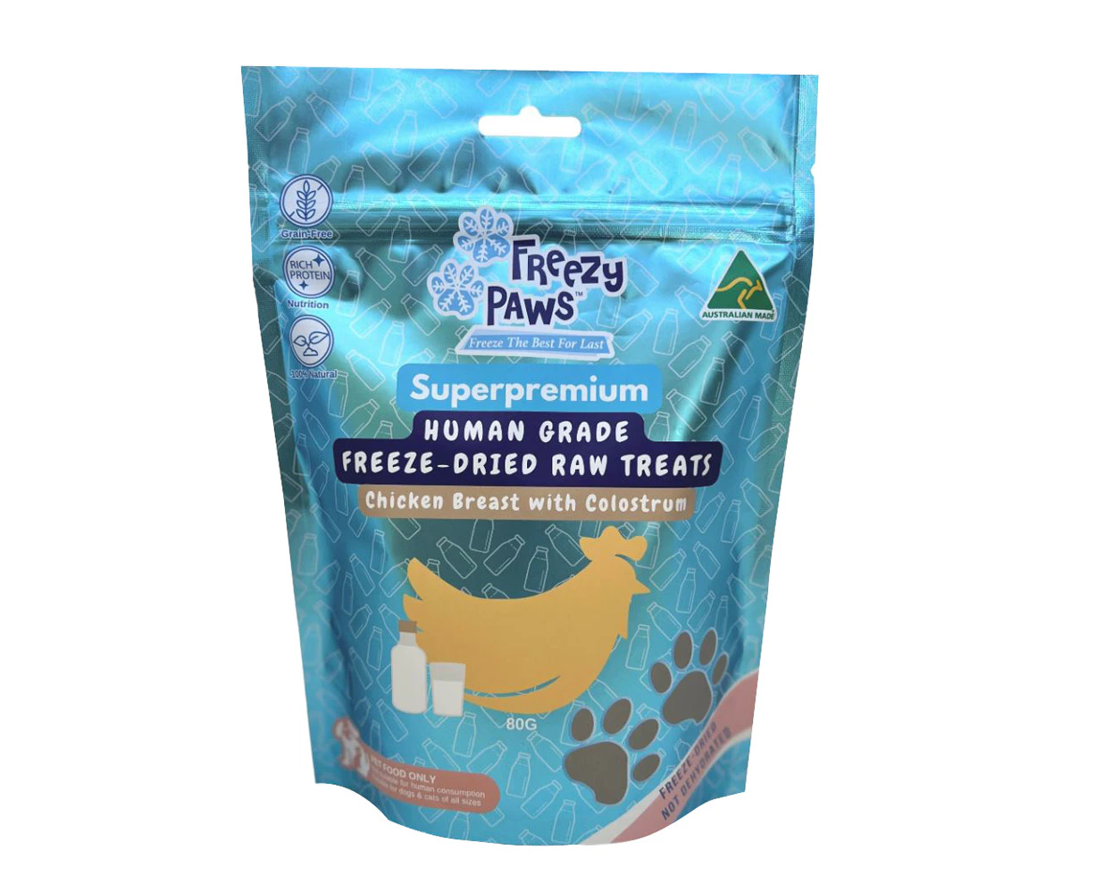 Freezy Paws Freeze-Dried Raw Treats Chicken w/ Colostrum for Dogs & Cats 80g