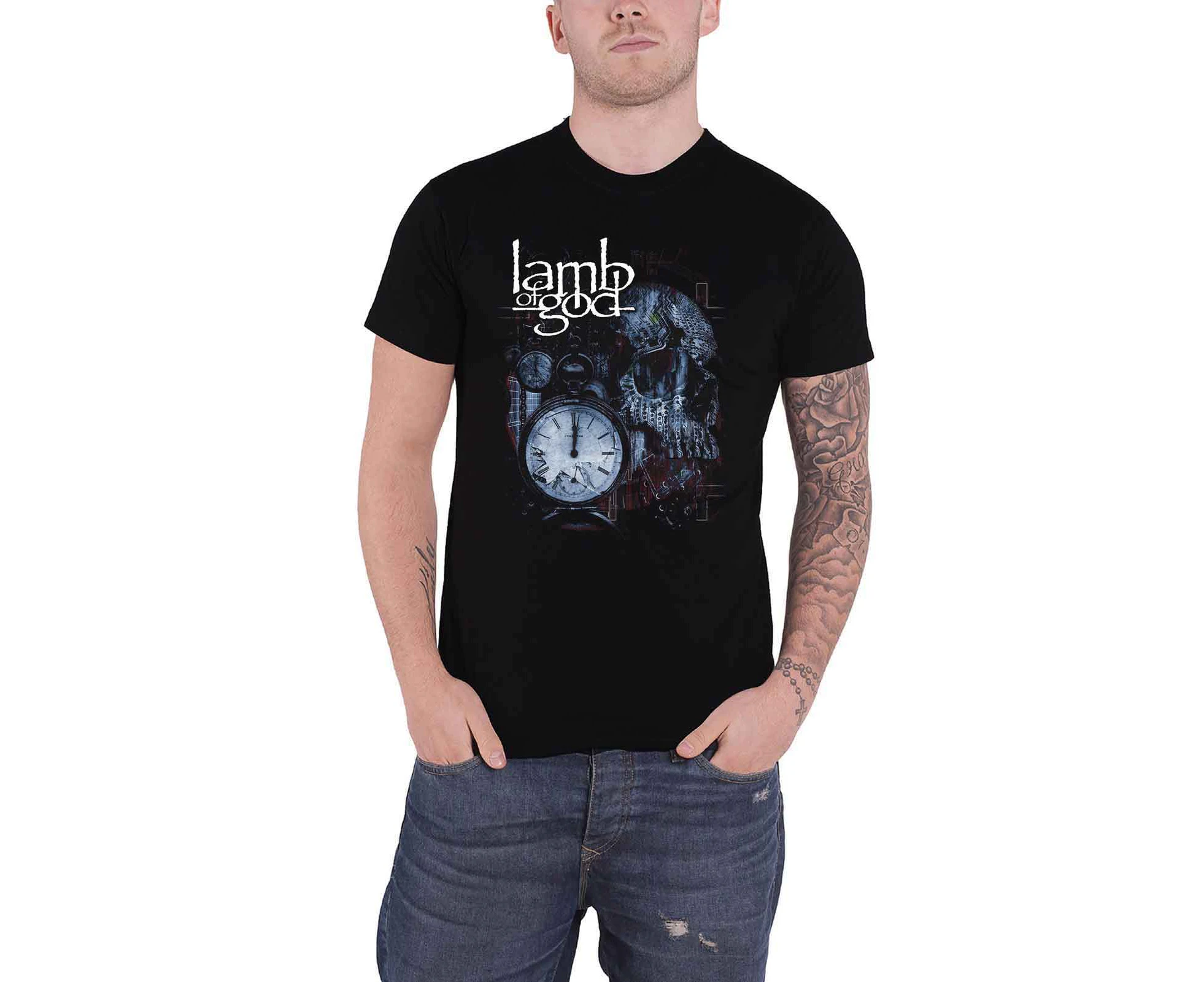 Lamb Of God T Shirt Circuitry Skull Recolor Band Logo  Official Mens - Black