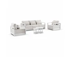 Whitehaven 3+1+1 Seater Outdoor Aluminium Lounge with Hugo Coffee Table Set - Outdoor Aluminium Lounges - White