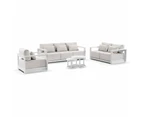 Whitehaven 3+2+1 Seater Outdoor Aluminium Lounge with Hugo Coffee Table Set - Outdoor Aluminium Lounges - White