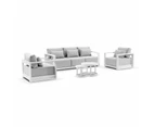 Whitehaven 3+1+1 Seater Outdoor Aluminium Lounge with Hugo Coffee Table Set - Outdoor Aluminium Lounges - White