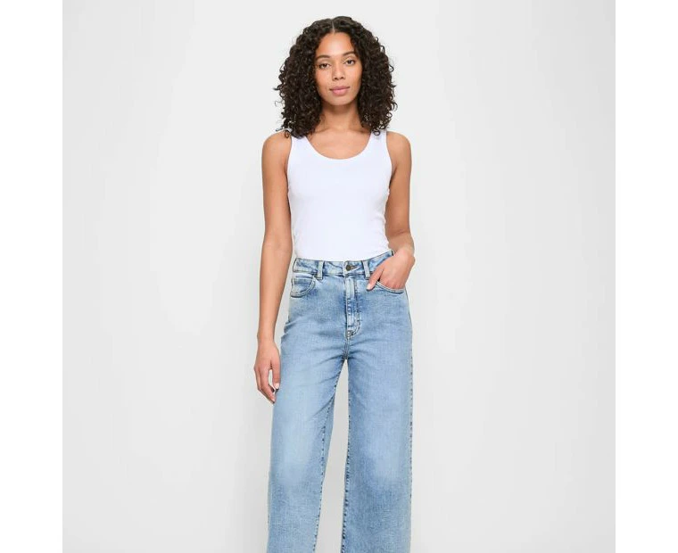 Target Wide Leg High Rise Crop Length Denim Jeans