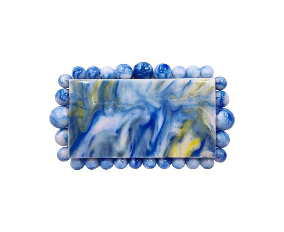 Women Clear Acrylic Box Evening Clutch Bag - blue