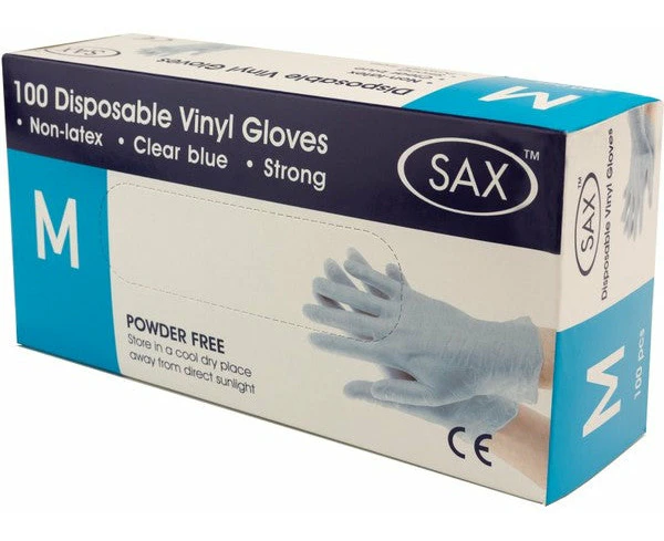 100 X Disposable Vinyl Gloves - Blue