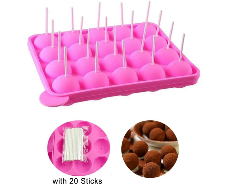 Silicone Cake Pop Baking Pan, 20 Round Shapes Silicone Lollipop Mold Tray Cake Silicone Mold For Cupcake