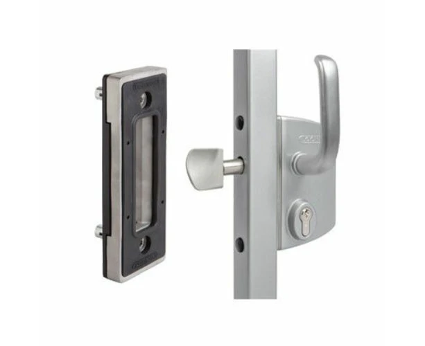 Locinox Industrial Manual Sliding Gate Lock 40mm profile Silver colour -with Keep